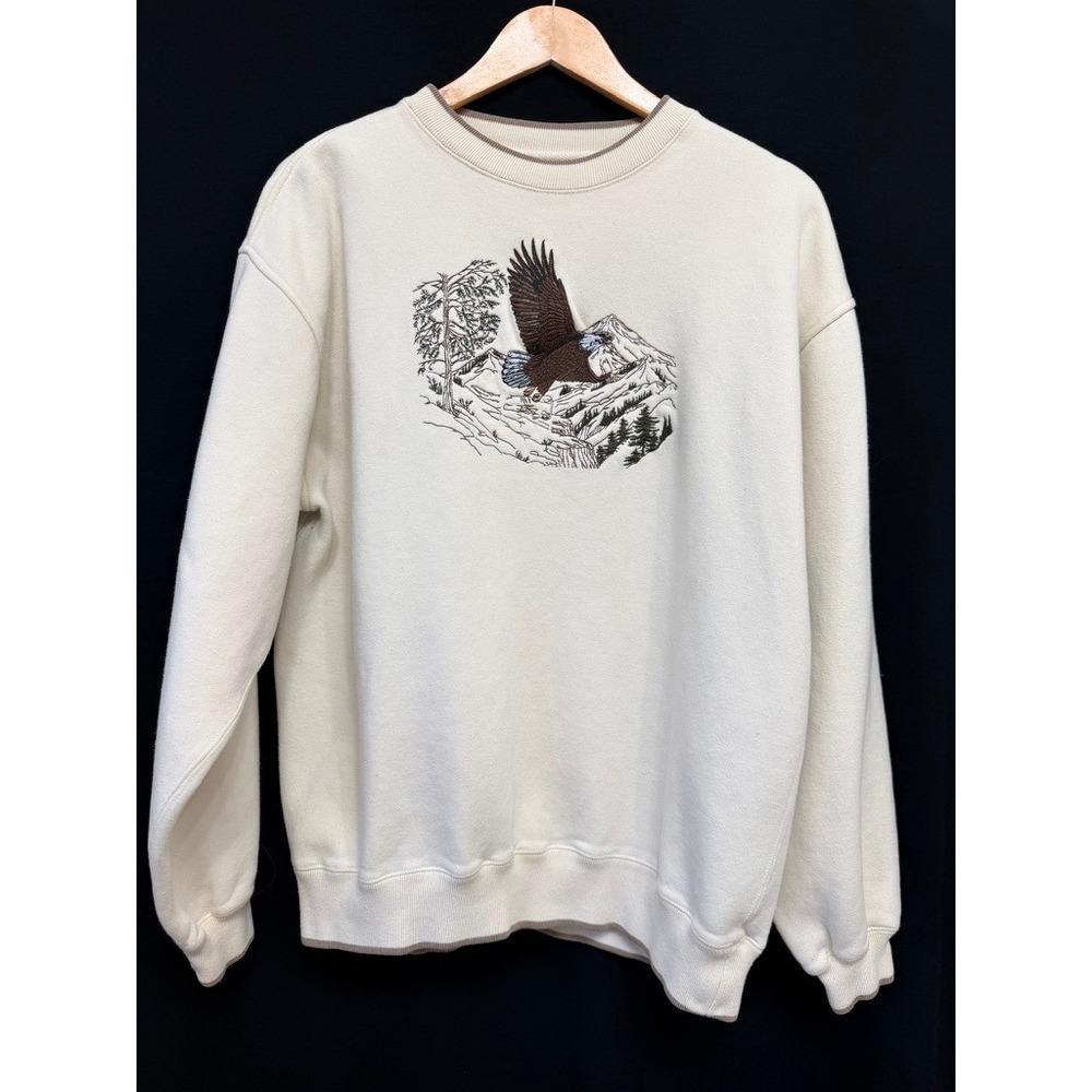 Shenandoah Eagle Embroidered Sweatshirt L Beige Mountain Vintage Gorpcore